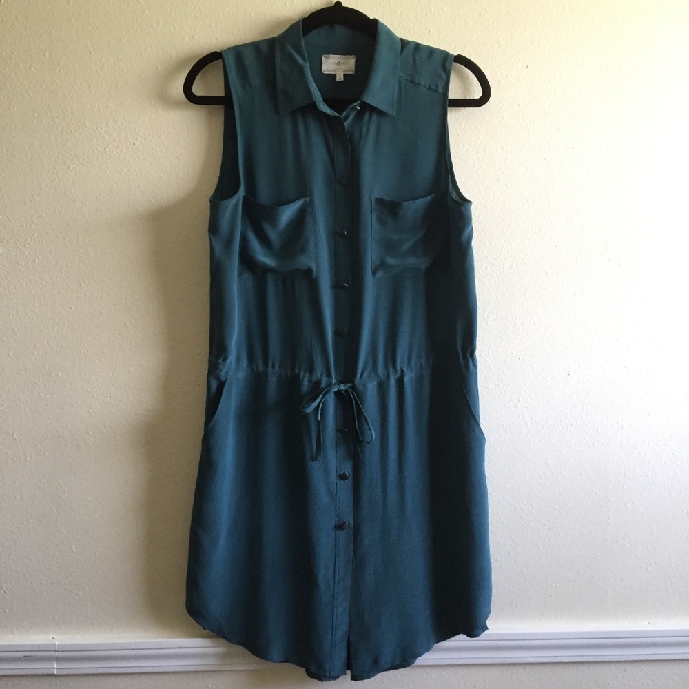 Lou & Grey Silk Sleeveless Shirt Dress